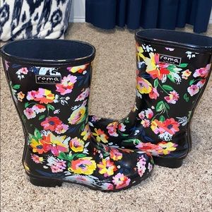 floral rain boots